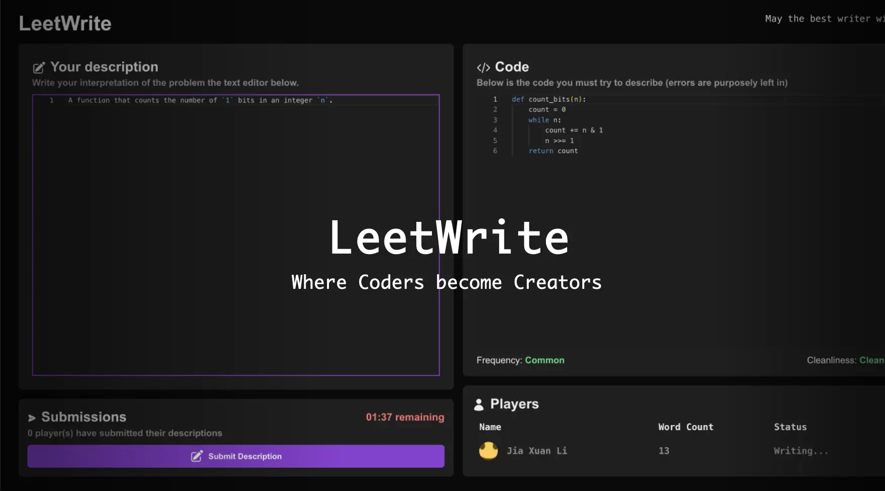 LeetWrite project screenshot